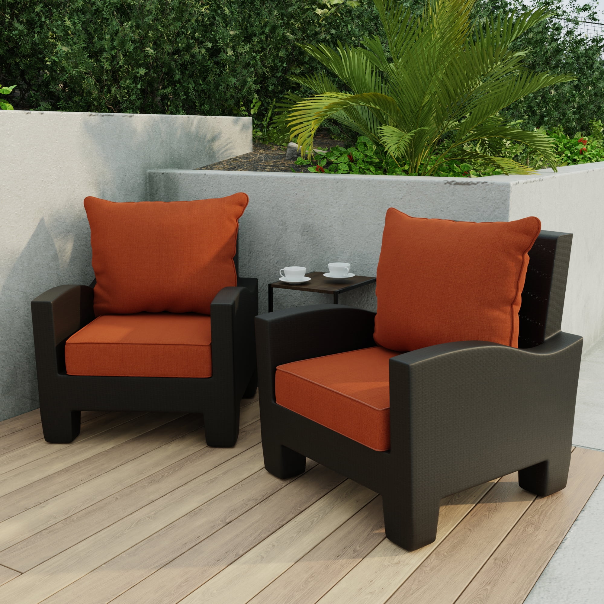 Jordan Manufacturing 46.5" x 24" McHusk Brick Red Crosshatch Rectangular Outdoor Deep Seat Chair Cushion Set with Welt