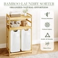 Bag Sortation Rack 100L Bamboo Laundry Hamper with 2 Removable Bags, 2-Tier Laundry Sorter ...