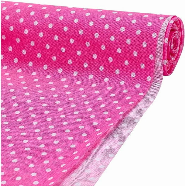 Paquetes de telas de patchwork de algodón rosa intenso con mini lunares de 40x62 pulgadas para costura y manualidades