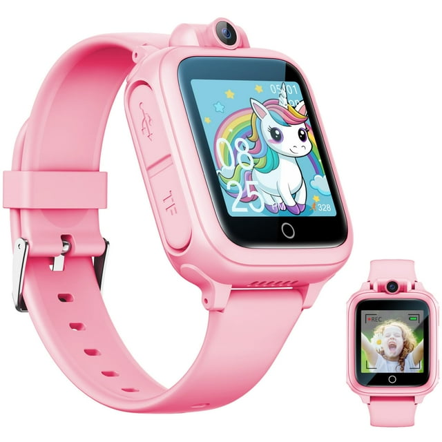 Reloj inteligente Awatty Kids con cámara de 26 juegos y grabadora de vídeo, color rosa