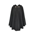 thumbnail image 1 of RXIRUCGD Women'S Fall/Winter Solid Color Horn Button Hooded Cape Wool Shaw( Black ), 1 of 2
