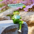 thumbnail image 4 of CARRFA Funny Frog Garden Statue, Resin Green Frog Figurine Sculpture for Outdoor Yard Garden Decor (Drinking Coffee Frog), 4 of 10