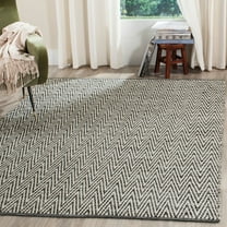SAFAVIEH Montauk Bayram Chevron Cotton Area Rug, Ivory/Dark Grey, 5' x 7'