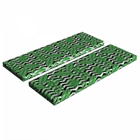 

Jungle Foliage Bench Cushion Set of 2 Modern Pattern with Exotic Leaves on a Background of Zigzags Standard Size Foam Pad and Decorative Cover Charcoal Grey Green by Ambesonne
