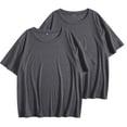 thumbnail image 2 of Mgmyaa 2-Pack Womens Short Sleeve T-Shirts, Summer Solid Color Crew Neck Tops Basic Tees for Women, 2 of 9