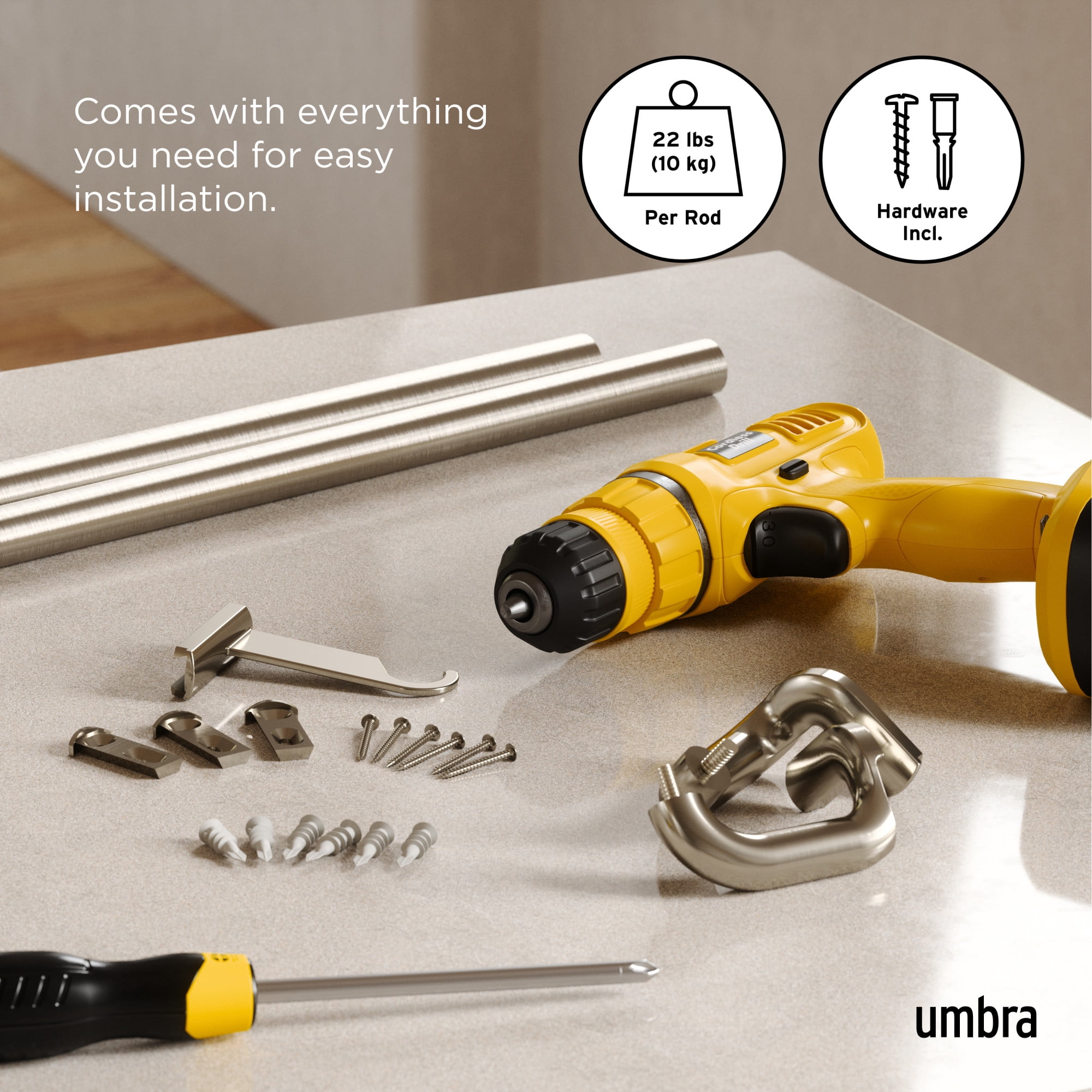 Umbra Twilight Expandable Blackout Curtain Rod 30-84"