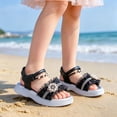 thumbnail image 5 of Oiyii Girls Beach Sandals Open Toe Princess Flats Pearl Rhinestone Strappy Summer Shoes, 5 of 9