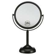Jerdon Tabletop Makeup Mirror - 6 Mirror Frame - 10X Magnification & Swivel Design - Portable - Bronze Finish - Model JP910BZB