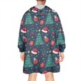 thumbnail image 2 of Wearable Oversized Blanket,Dark Blue Christmas Pattern Wearable Blanket Hoodie for Adults,Cozy Hooded Blankets with Super Pockets,Super Warm Fuzzy Pullover for Women & Men, 2 of 6