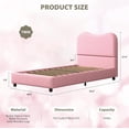 thumbnail image 2 of Rosa tamaño individual velvet forrado marco de cama con bouclé cabecero para para niños, heavy - duty de madera slats, noise - free, fácil montaje, 2 of 7