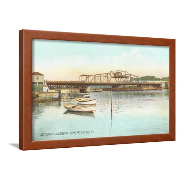 Red Bridge Over Seekonk River Providence Rhode Island Framed Print Wall Art Walmart Com Walmart Com