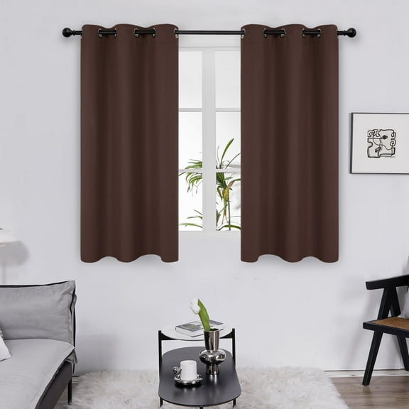 Deconovo Short Blackout Curtains 45 inches Long, 2 Panels Grommet Thermal Insulated Window Curtains, Chocolate, 38 x 45 inch