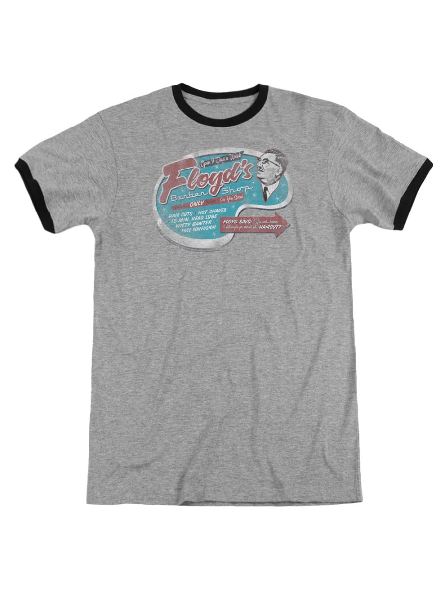 Trevco Andy Griffith Show Mayberry Floyd S Barber Shop Tv Show Adult Ringer T Shirt Tee Walmart Com Walmart Com
