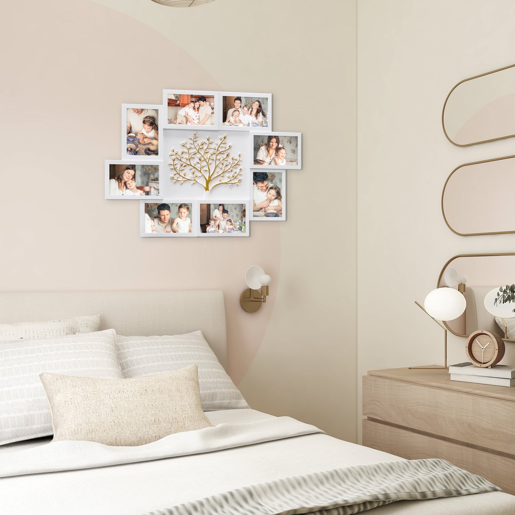 8-Opening White Collage Photo Frame - Multi-Decor Wall Display for Home, Family, and Friends