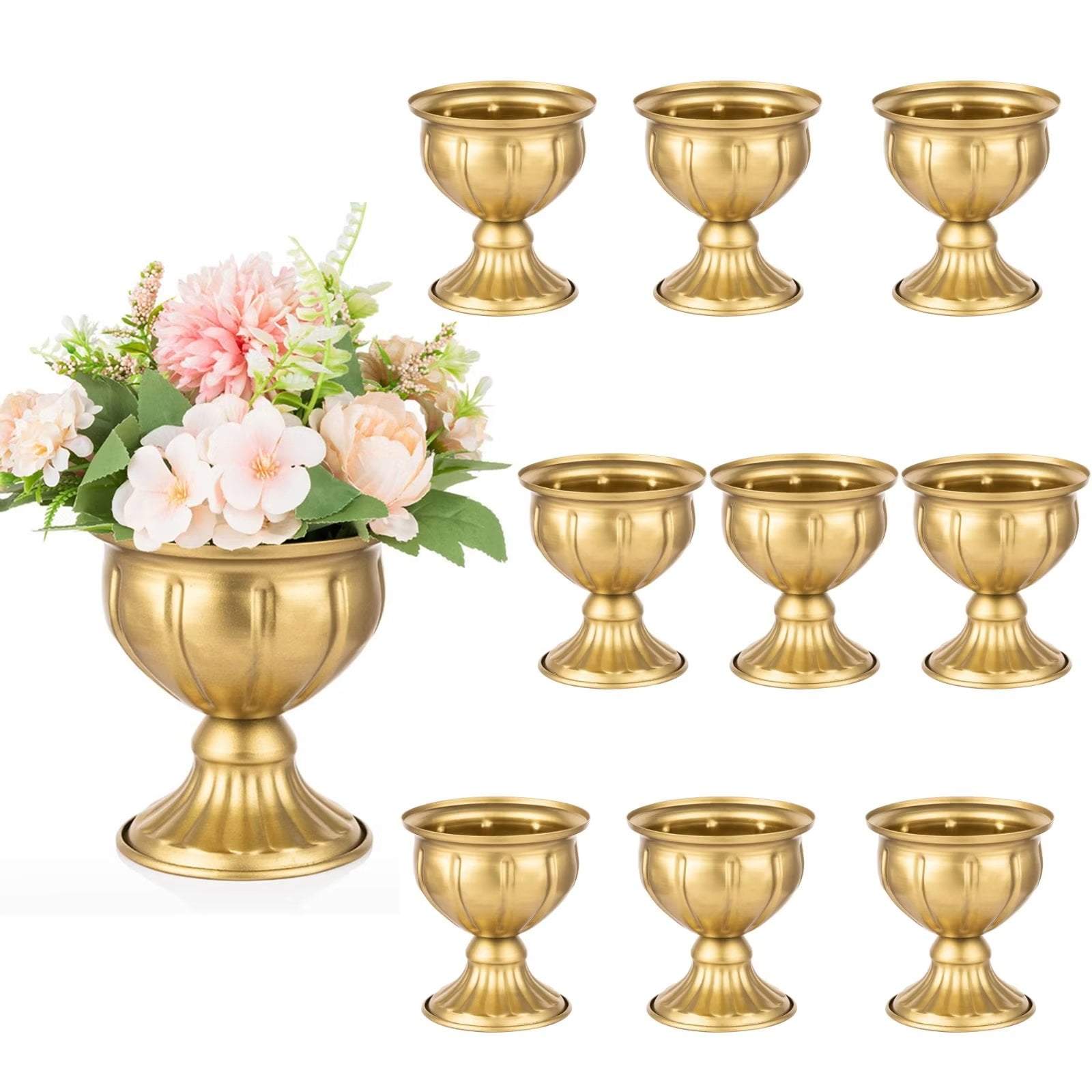 Sziqiqi Small Gold Vases for Wedding Centerpieces Compote Pedestal