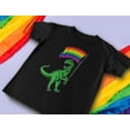 thumbnail image 4 of T-Rex Rainbow Flag Gay Pride Shirt - Casual LGBTQ Wear - 'Love is Love' Equality Message - Quality Graphic Print - X-Large Black, 4 of 6