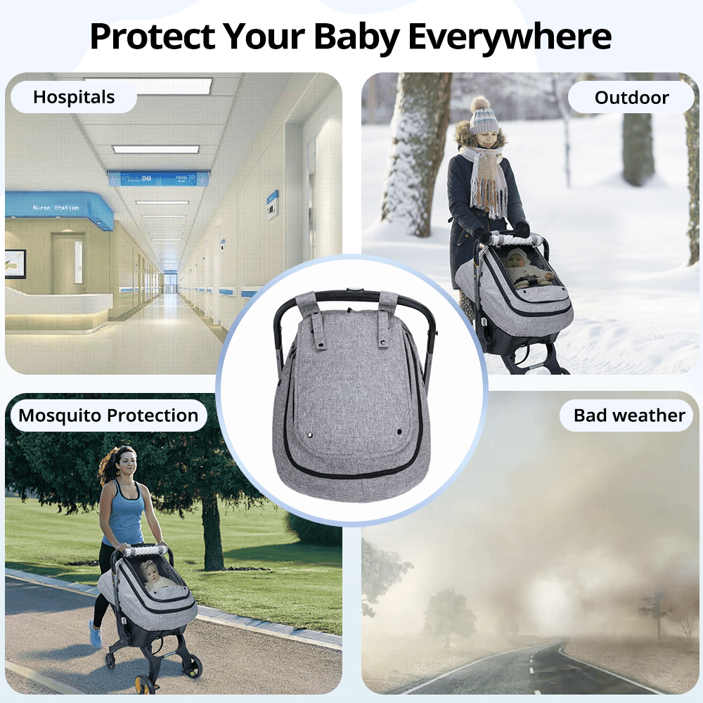 Baby Car Seat Cover, Caveen Infant Carseat Canopy, Warm Plush Minky Dots Shield Covers, with Breathable Mesh Window, Enlarge Space, Grey