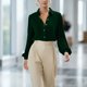 thumbnail image 5 of AUNVITO Women's Velvet Casual Shirt Jacket Long Sleeve with Solid Color Autumn Winter Fashion Outerwear, 5 of 9