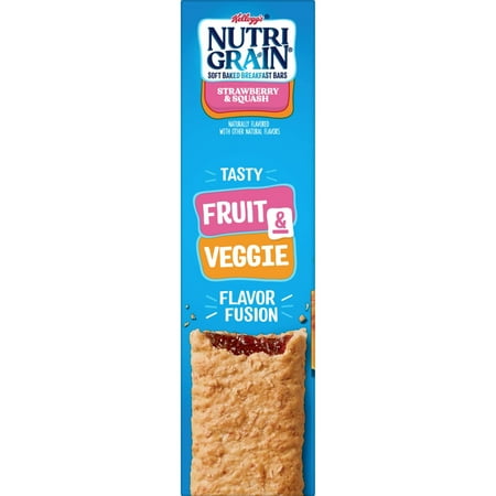 Kellogg's Nutri-Grain Strawberry and Squash Chewy Soft Baked Breakfast Bars, Ready-to-Eat, 9.8 oz, 8 Count