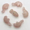 thumbnail image 4 of Grace 2 Carved Icy Rose Quartz Manatee Animal Beads | 21x11x9mm | Pink | 2 Beads, 4 of 12