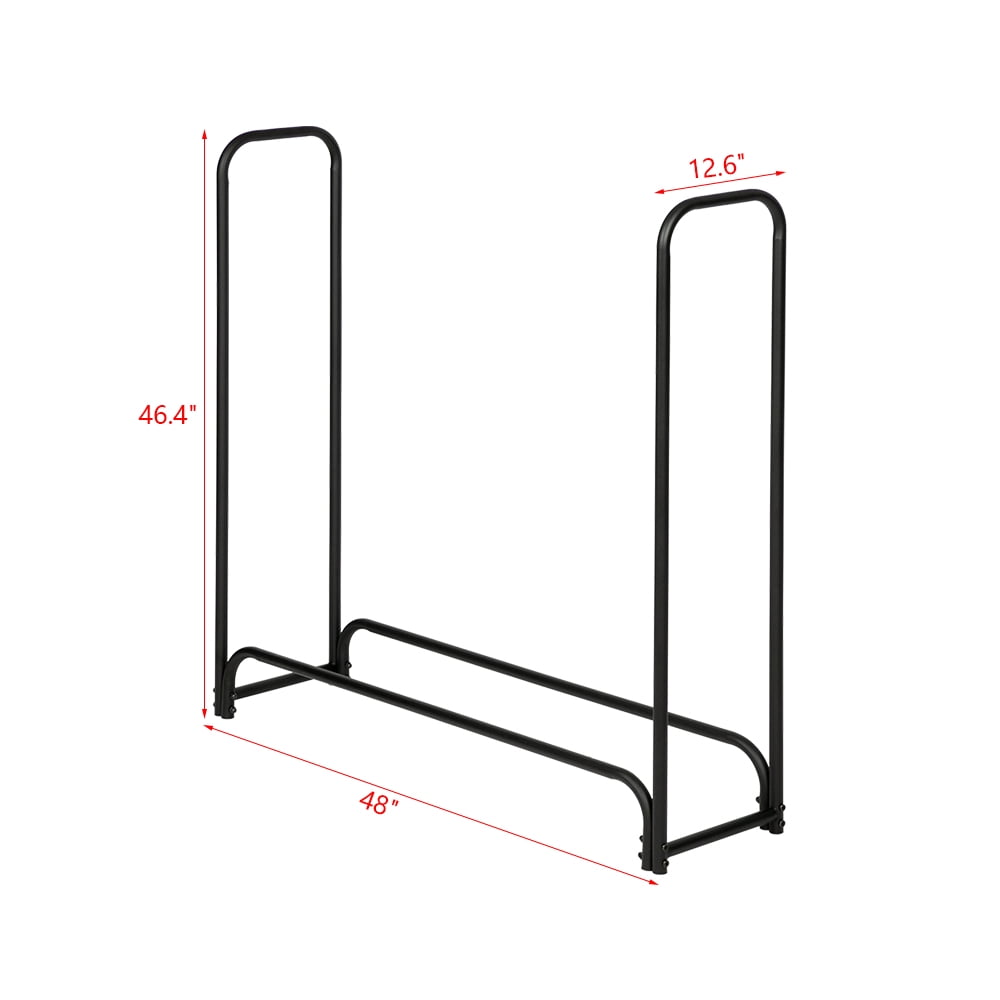 4 Feet Outdoor Iron Fireplace Firewood Stand, Arrow Style Fire Wood Storage Holding Stand, B