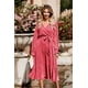 thumbnail image 5 of Vestido PRETTYGARDEN B_Red XXL Floral Bohemio de Manga Larga, 5 of 5