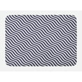 thumbnail image 1 of Navy Blue Bath Mat, Wave like Striped Lined Design on Dark Blue Background Artwork Print, Non-Slip Plush Mat Bathroom Kitchen Laundry Room Decor, 29.5 X 17.5 Inches, Dark Blue and White, Ambesonne, 1 of 2