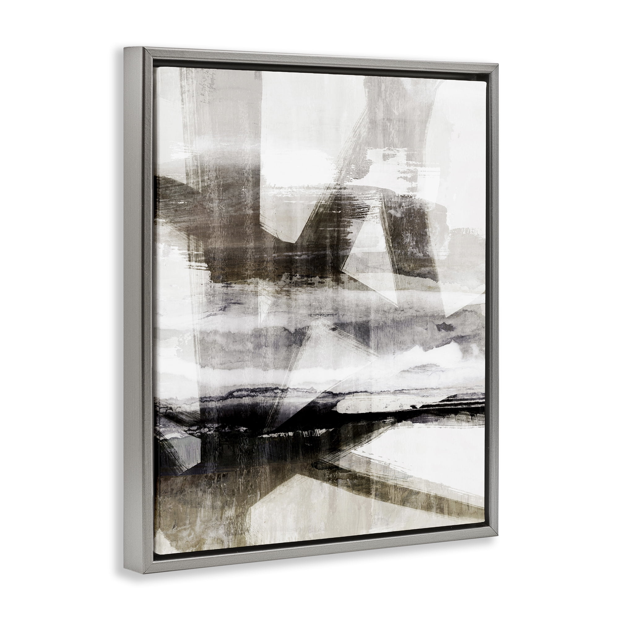 Stupell Industries Urban Complex Abstract Abstract Painting Gray Floater Framed Canvas Art Print Wall Art, 25 x 31