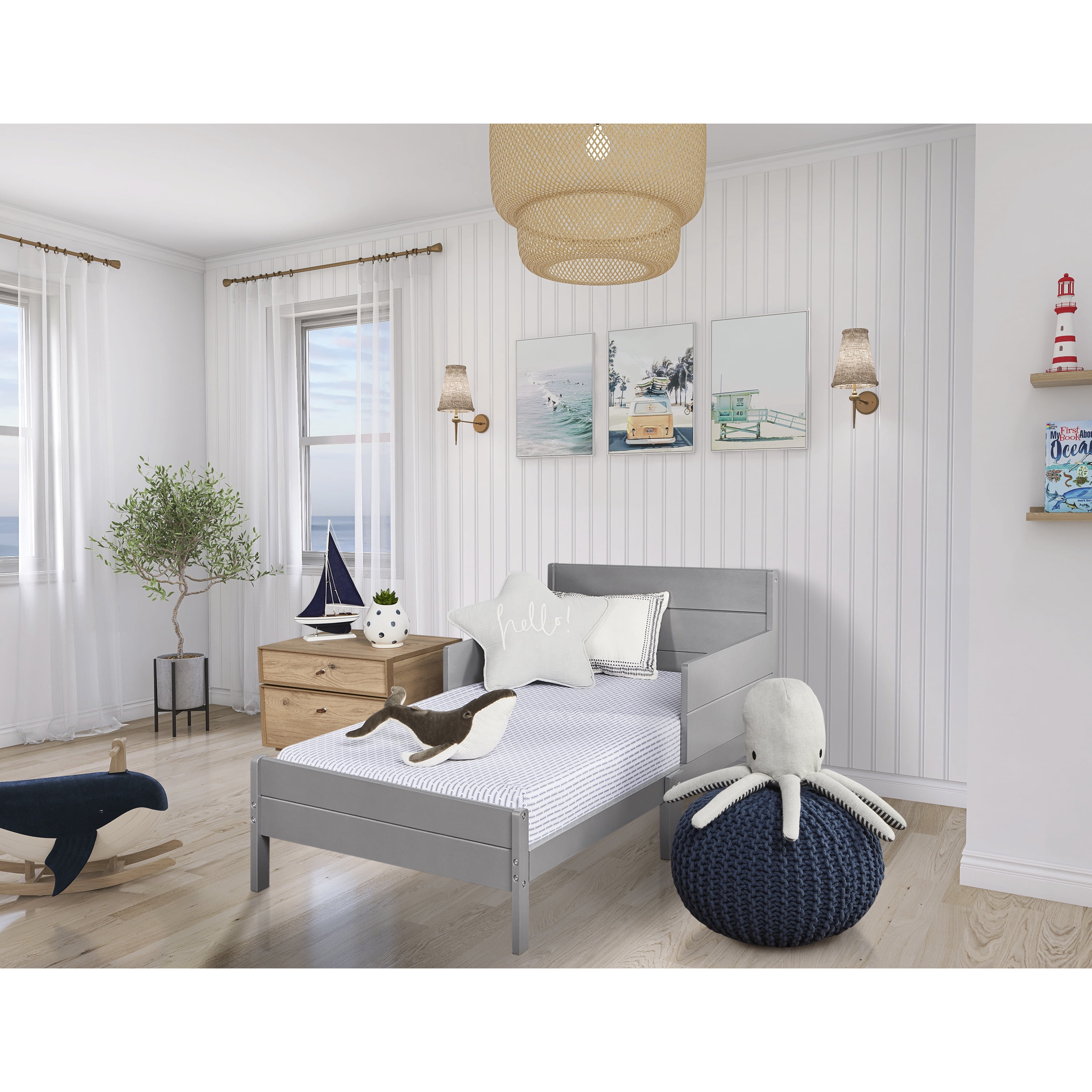 Dream On Me Holland Toddler Bed made with Sustainable New Zealand Pinewood, Steel Grey