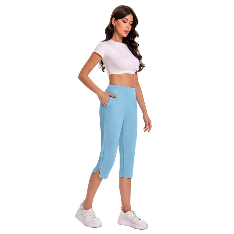 High Waisted Capri Pants Agenlulu High-Waisted Capri Dress Pants For Women – UPF 50+, Cooling, Stretchy, Straight-Leg Business Casual Work Capris