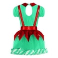 thumbnail image 4 of iiniim Kids Girl Puff Sleeve Christmas Elf Dress Striped Tutu Dress Santa Claus Fancy Dress up Green 10, 4 of 7