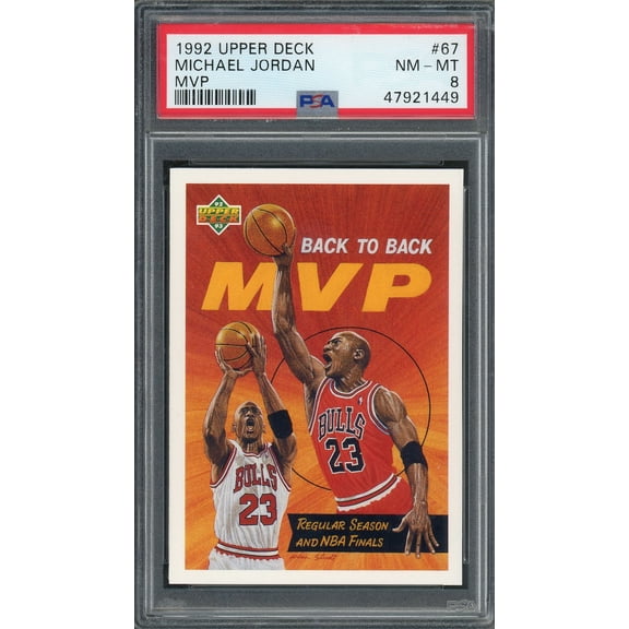 Michael Jordan 1992 Upper Deck MVP Basketball Card #67 Graded PSA 8
