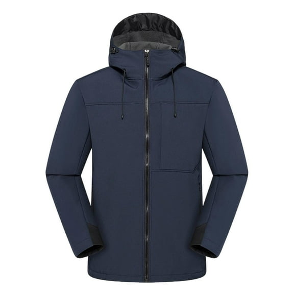 Men'S Softshell Jacket With Detachable Hood, Windproof Water-Resistant For Hiking, Camping & Outdoor, Breathable & Durable Navy Xxxl