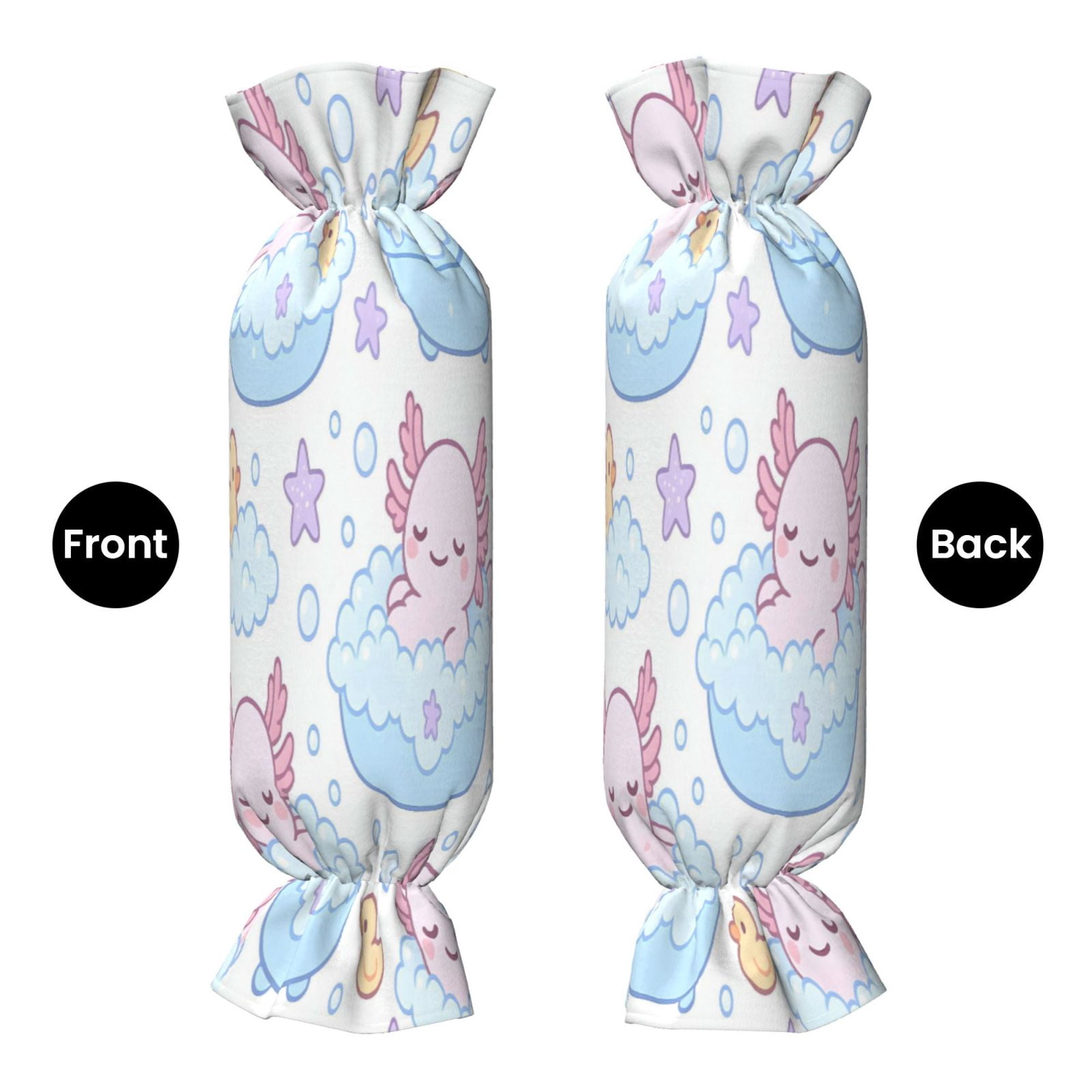 Candy Throw Pillow Travel Cervical Pillow Cylindrical Neck Body Cushion With Insert For Bed Couch Home Decor 9.8x24.4in Bubble Bath Axolotls - Pastel Daydream