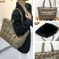 thumbnail image 4 of Latrodar Women's Tote Bag Large Shoulder Bag,Tote Padded Winter Handbag Space Tote Bag Feather Shoulder Bag Shopping Brown Durable, 4 of 5