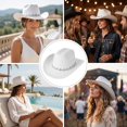 thumbnail image 3 of Slccxzc Vintage Western Cowboy Hat with Rhinestone Accents, Wide Brim Country Concert Headwear, 3 of 7