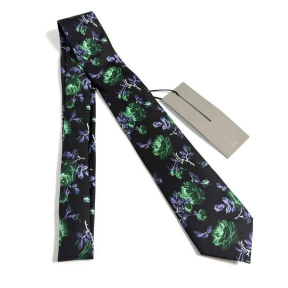 Pre-Owned Christian Dior Dior Men's Tie Jardin Rose Floral Black Silk