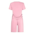 thumbnail image 5 of Short Sets for Women Relaxed Fit Basic Plain Short Sleeve Crewneck T Shirt and Shorts 2 Piece Matching Set Lounge Set, 5 of 6
