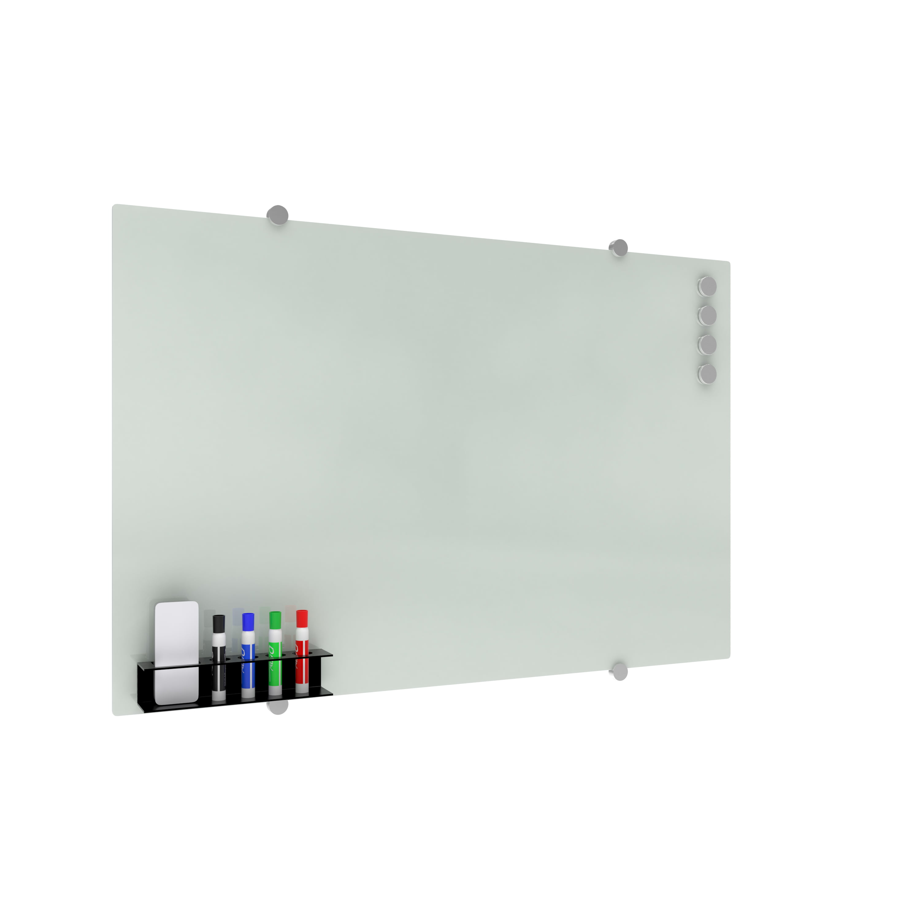 Ofm Core Collection Magnetic Glass Whiteboard With Magnetic Marker Caddy 36 X 24 Gb3624 Rec