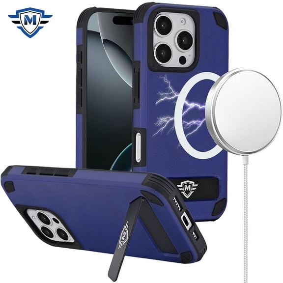For Apple iPhone 15 Pro Max (6.7") Premium Heavy Duty Dual-Layer Rugged, Shockproof Kickstand Magnetic Compatible with MagSafe Cover ,Xpm Phone Case [ Blue ]