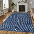 thumbnail image 2 of ZACOO 4'x6' Geometric Stripe Rug Modern Foldable Carpet Low-Pile Soft Accent Carpet Indoor Floor Cover for Living Room, Blue, 2 of 8