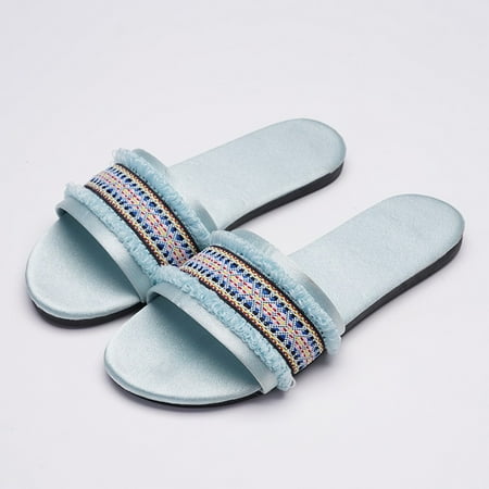 

Women Bring Summer Ethnic Elegant Linen Peep Toe Home Comfort ShoesSlippers