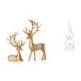 thumbnail image 1 of Estatua de escultura de ciervo,Estatua de ciervo,adorno de mesa,decoración del hogar,Colecciones de decoración de figuras de pareja de renos enamorados,Escultura abstracta de fuego,Estatua de, 1 of 8