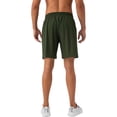 thumbnail image 5 of Active Men's Lightweight Athletic Training Shorts with Elastic Waistband and Adjustable Drawstring Fit - Medium, Olive Green, 5 of 7