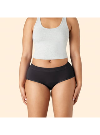 Thinx for All Brief 2-Pack Period Underwear for Women, Holds 5 Tampons,  Moisture Wicking Underwear, Period Panties, Black/Grey, Medium