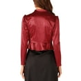 thumbnail image 3 of INSPIRE CHIC Satin Bolero Shrugs for Women's Open Front Ruched Long Sleeves Cropped Shrug M Wine Red, 3 of 6