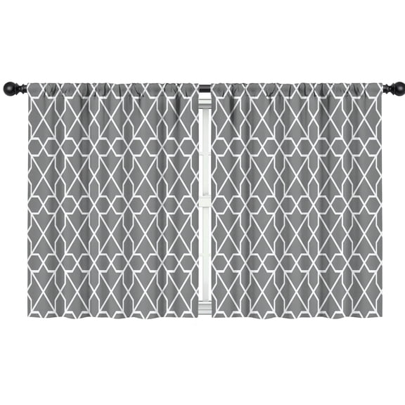 Blackout Kids Curtains,Gray Geometric Quatrefoil Pattern Childrens Insulated Curtains Set Of 2,Bedroom Essentials,Toddler Room Decor 42x54in(106x137cm)