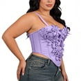 thumbnail image 5 of POUNOO Womens Floral Corset Tops Slim Fit Spaghetti Strap 3D Floral Applique Casual Tops Party Style Bustiers Gift, 5 of 9