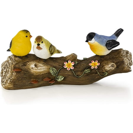 Birds On A Log Solar Powered Led Outdoor Decor Garden