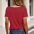 thumbnail image 6 of Tqcoqu Women's Metallic Trim T Shirt V Neck Short Sleeve Tee Casual Summer Tops,Red,Women's S-XXL, 6 of 6